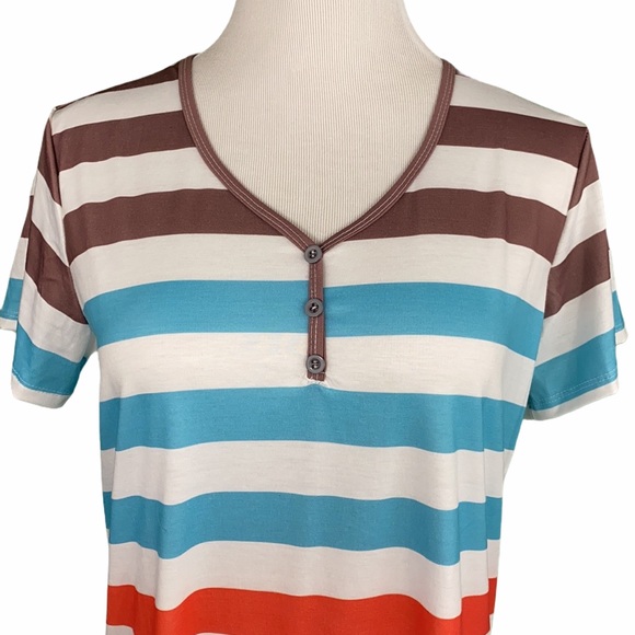 Striped V-Neck Tee - Picture 3 of 9